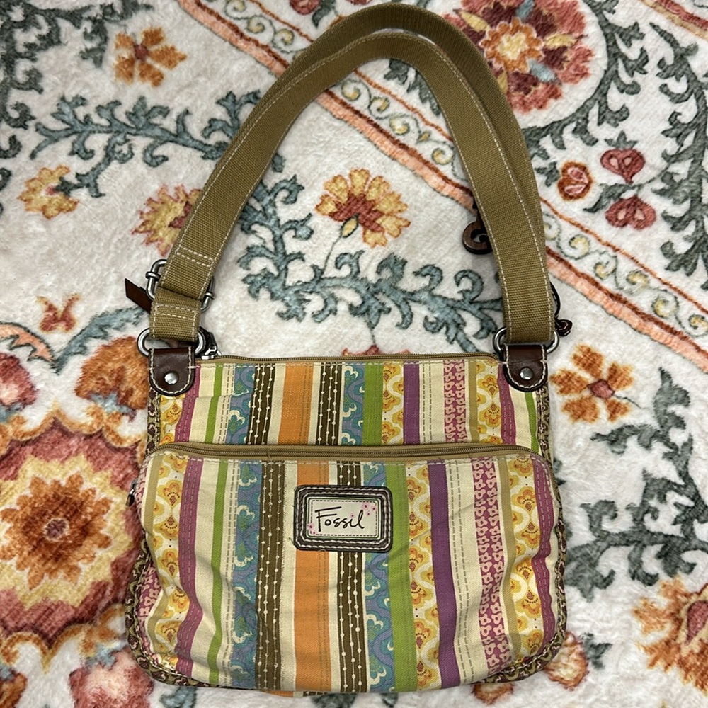 Fossil, Multicolored Striped Canvas Messenger - image 2